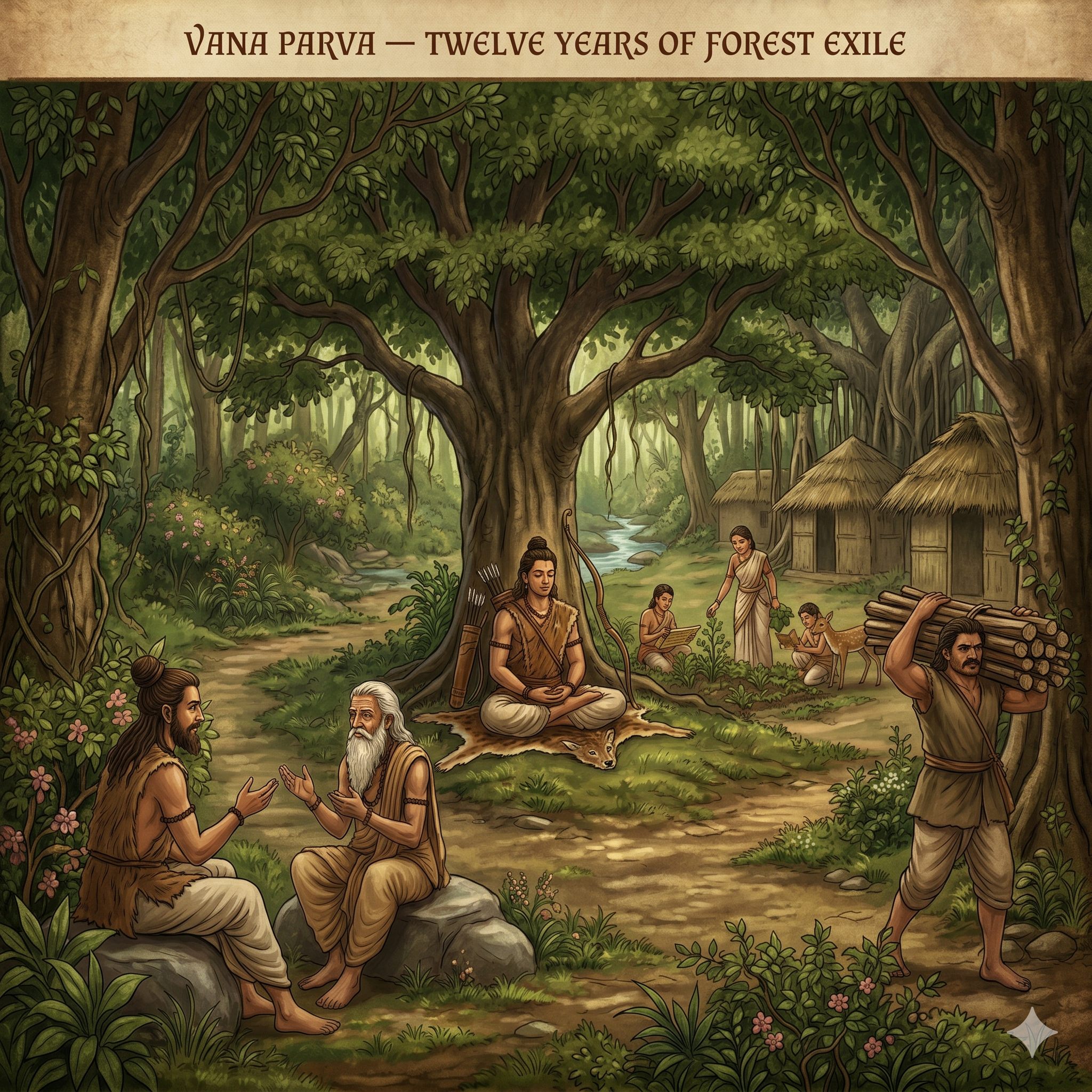 The Pandavas during their Forest Exile
